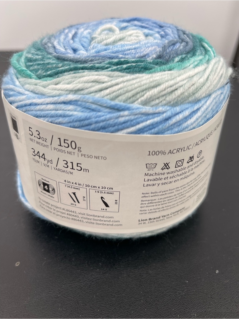 Lion Brand Mandala Ombré Yarn in Blue & Teal - Picture 3 of 4